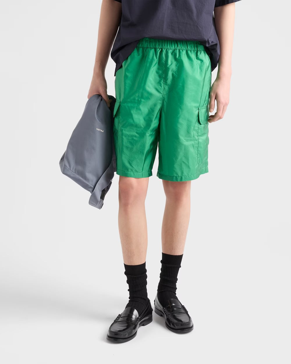Navy Nylon Plain Cargo - Men's