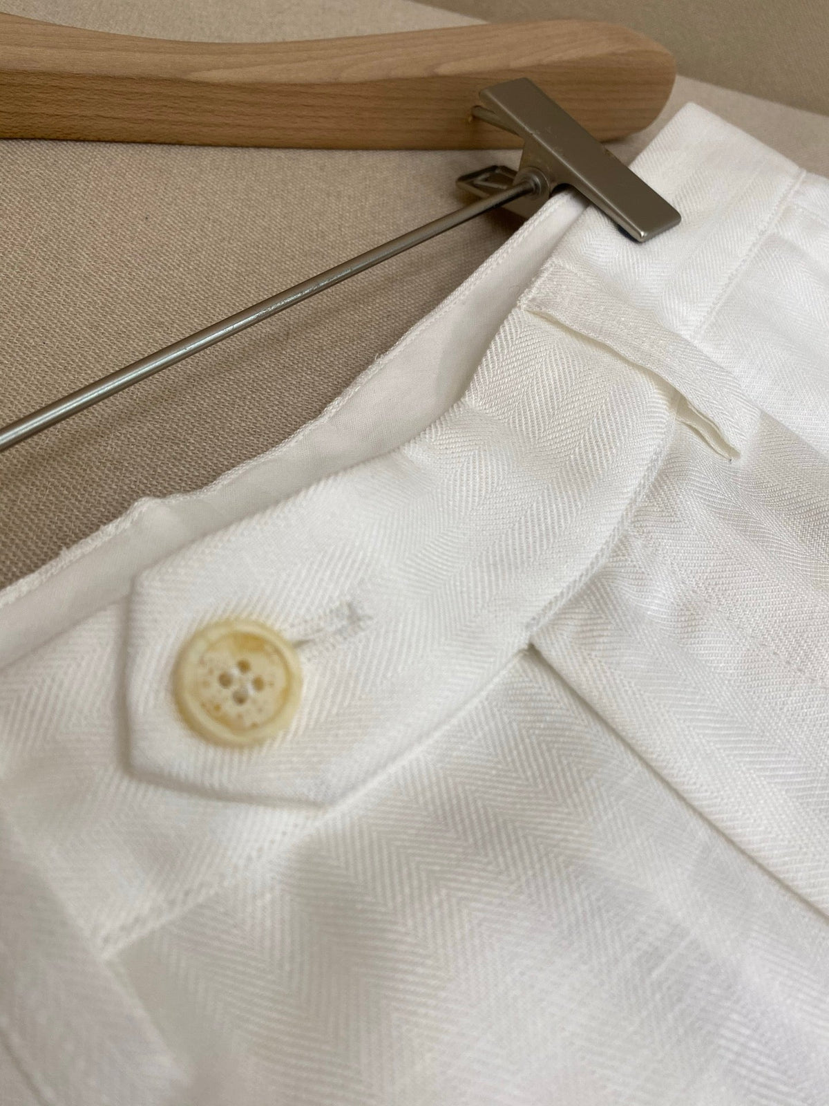 White Cotton Tailored Cargo - Men's
