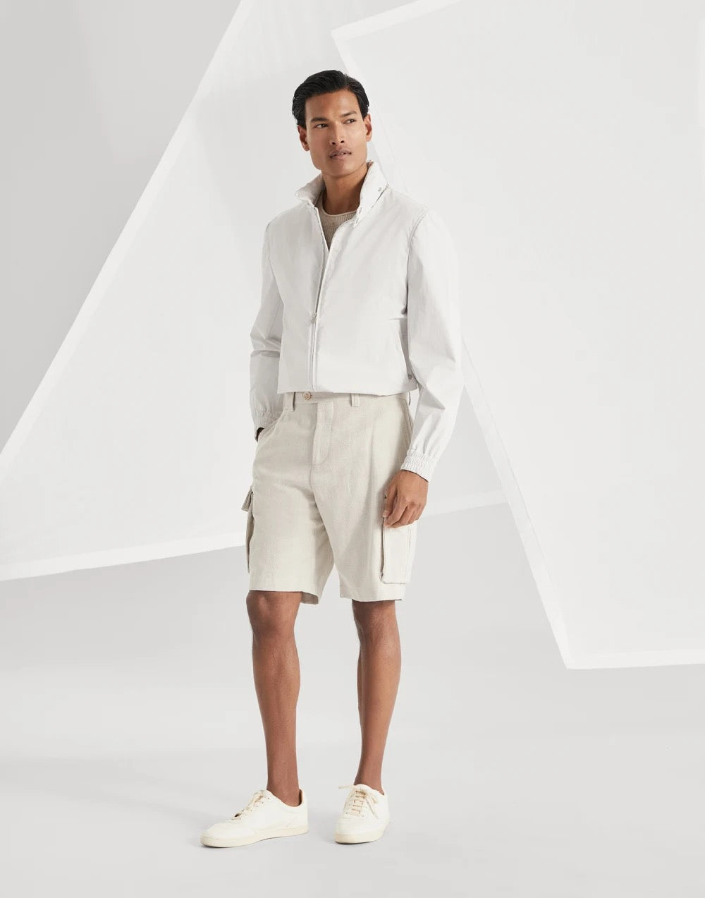 White Cotton Tailored Cargo - Men's