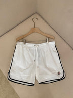 White Nylon Contrast Trim Swim - Men's