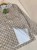 Beige Cotton Monogram Long-Sleeve - Men's