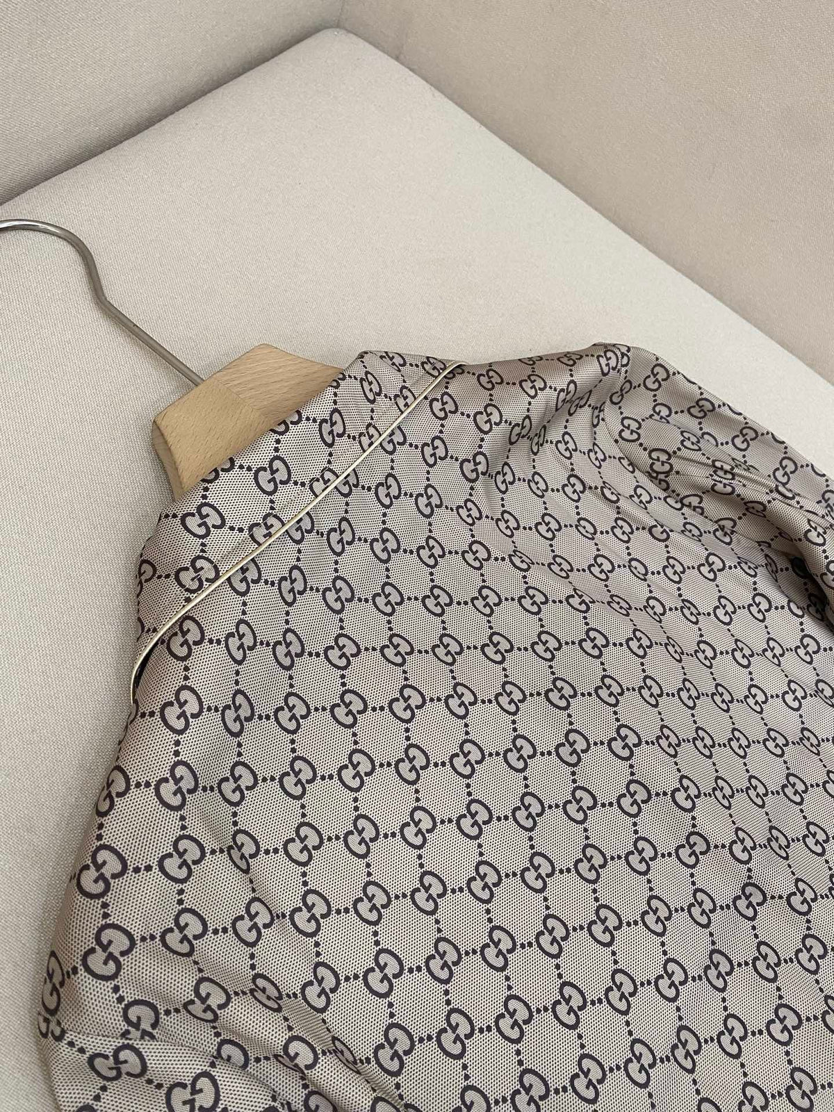 Beige Cotton Monogram Long-Sleeve - Men's