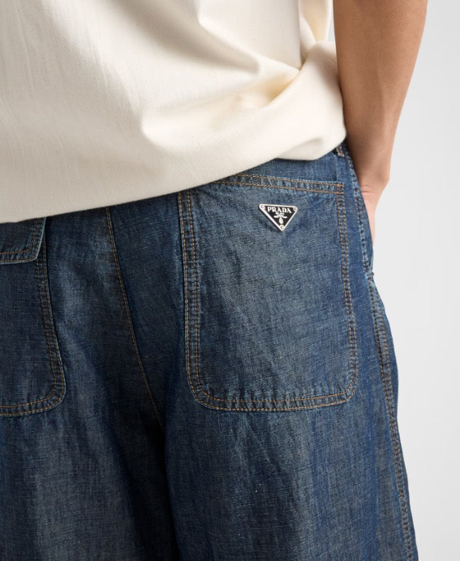 Blue Denim Plain Wide-Leg - Men's