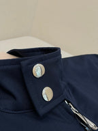 Navy Cotton Striped Trim Bomber - Men's