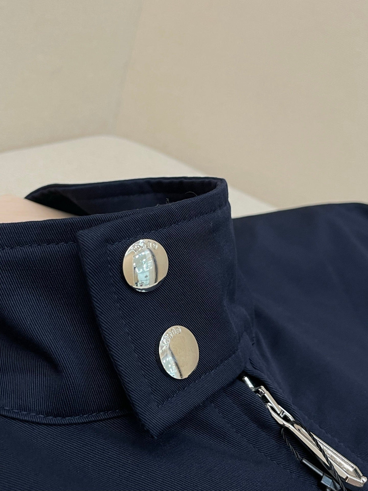 Navy Cotton Striped Trim Bomber - Men's