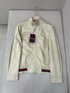 Navy Cotton Striped Trim Bomber - Men's