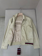 Navy Cotton Striped Trim Bomber - Men's