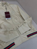 Navy Cotton Striped Trim Bomber - Men's