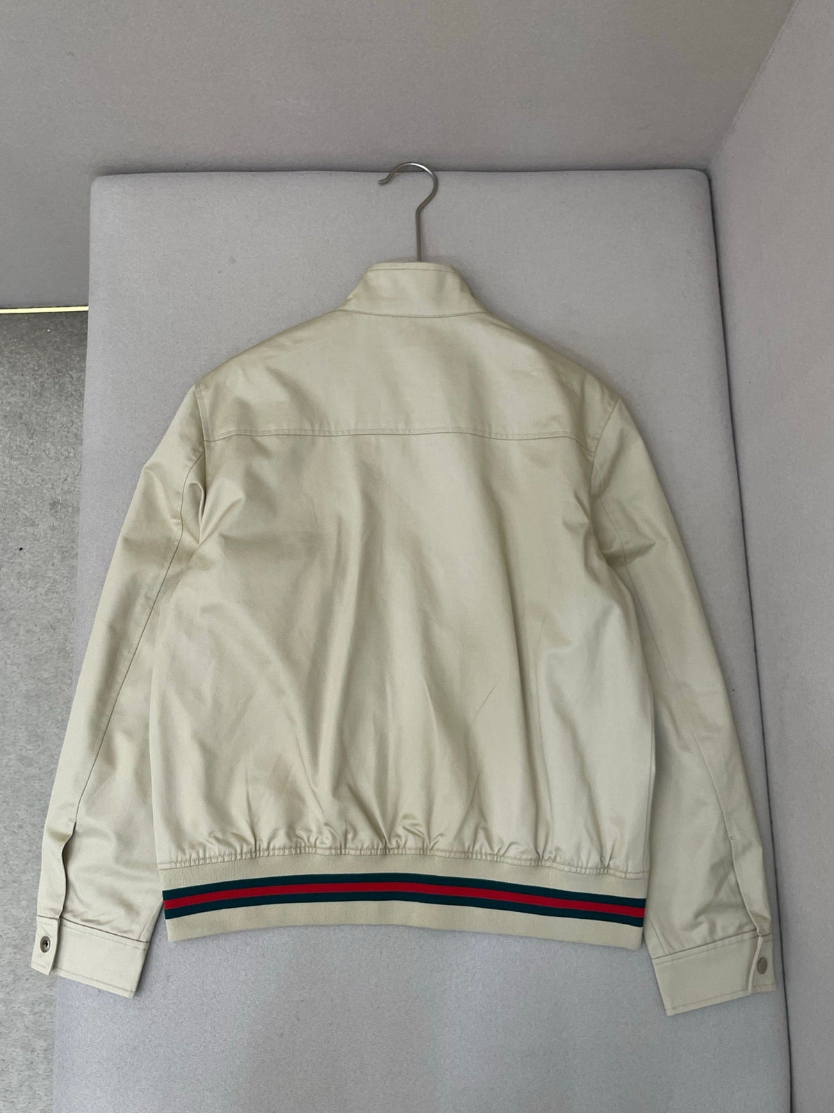 Navy Cotton Striped Trim Bomber - Men's