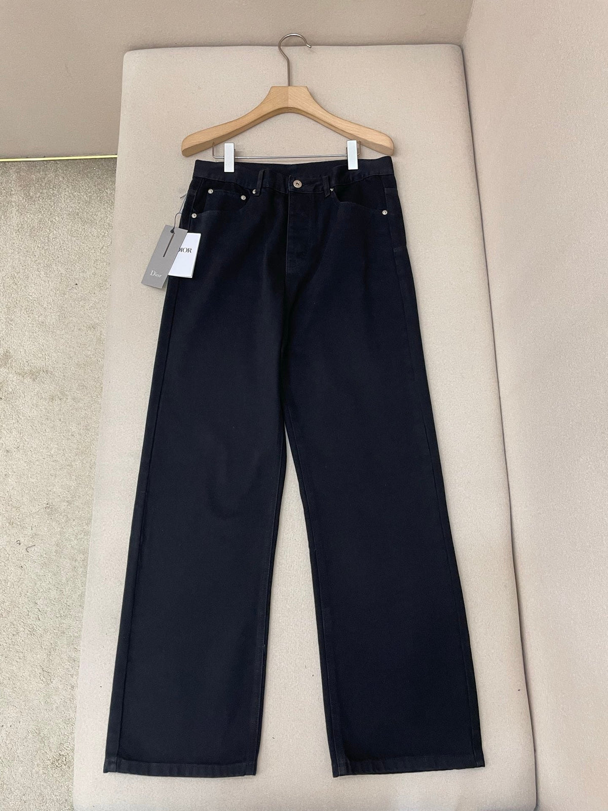 Navy Denim Plain Wide-Leg - Women's