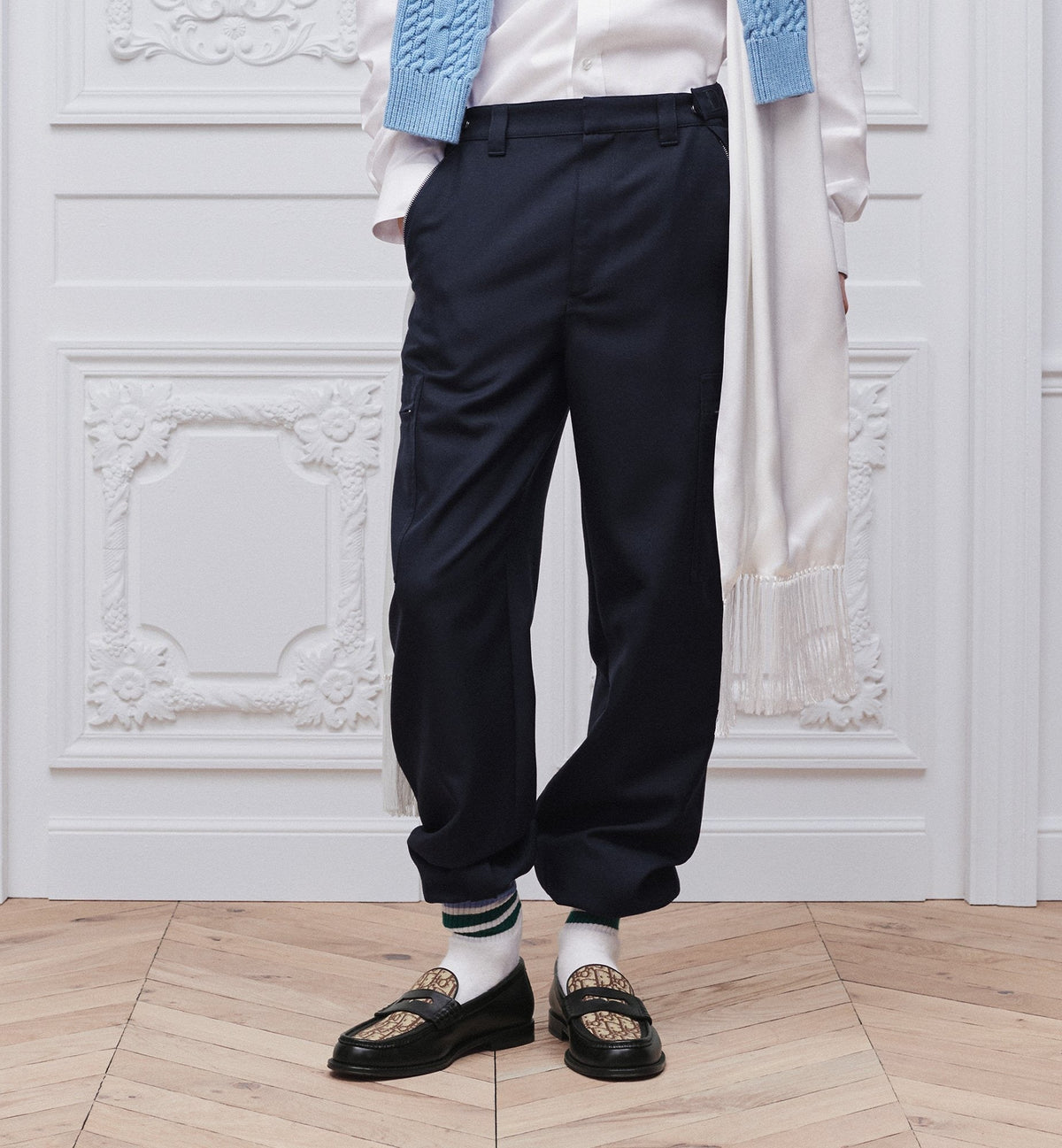 Navy Cotton Cuffed Cargo - Men's
