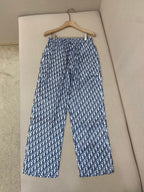 Blue Cotton Monogram Wide-Leg - Men's