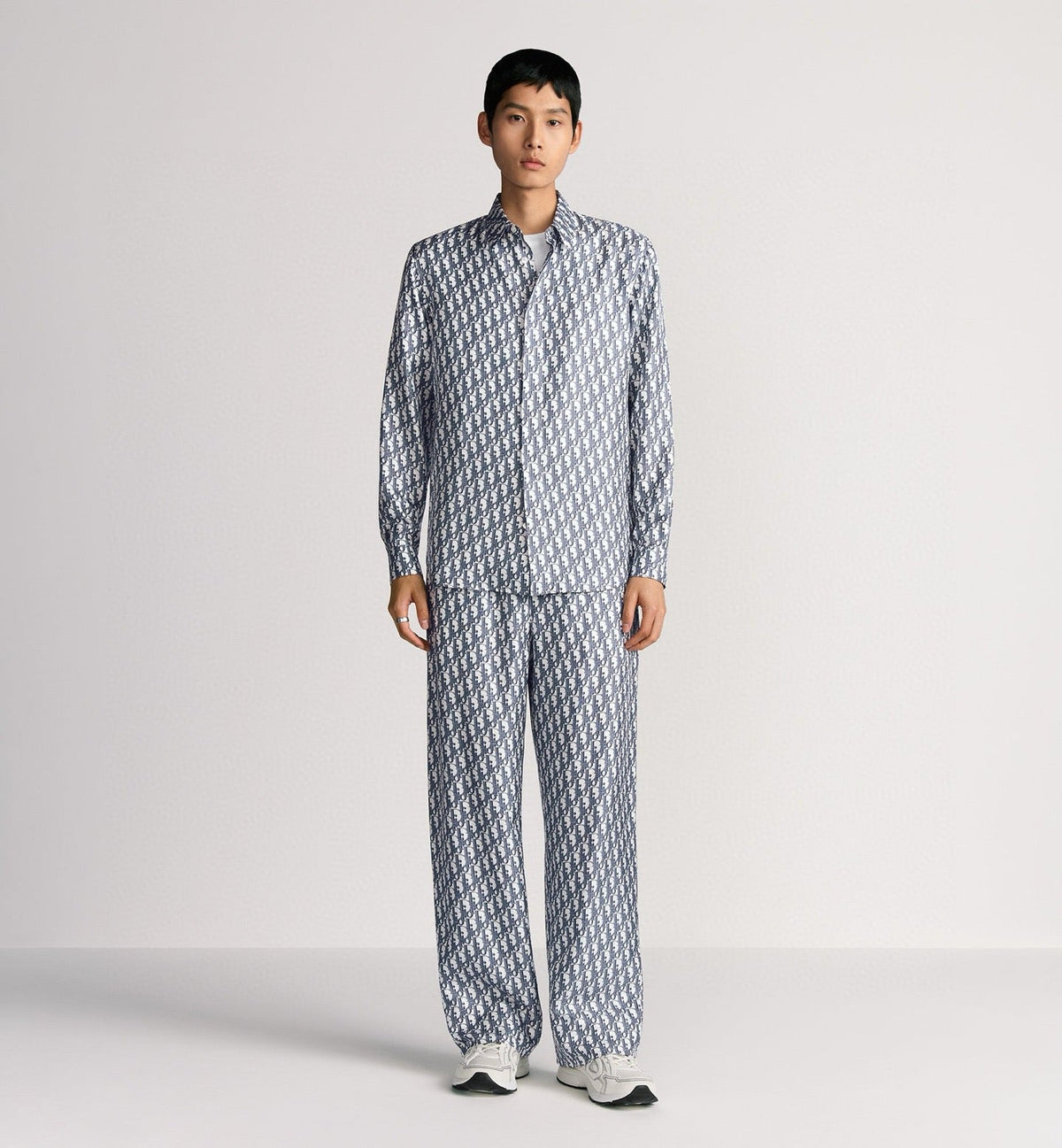 Blue Cotton Monogram Wide-Leg - Men's