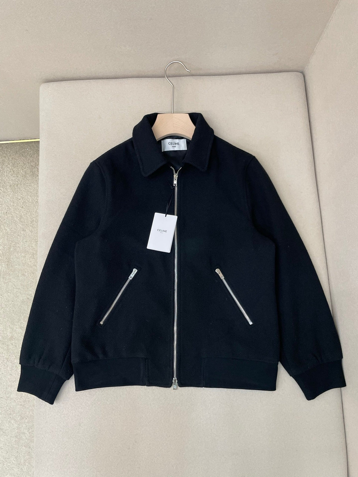 Navy Wool Plain Blouson - Men's