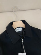 Navy Wool Plain Blouson - Men's