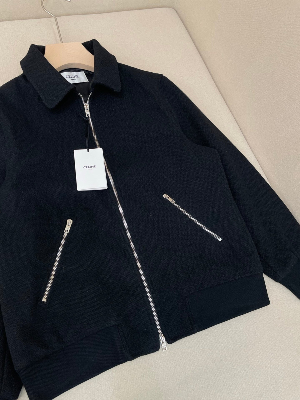 Navy Wool Plain Blouson - Men's