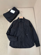 Black Nylon Tonal Shirt Jacket - Men's