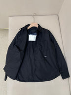 Black Nylon Tonal Shirt Jacket - Men's