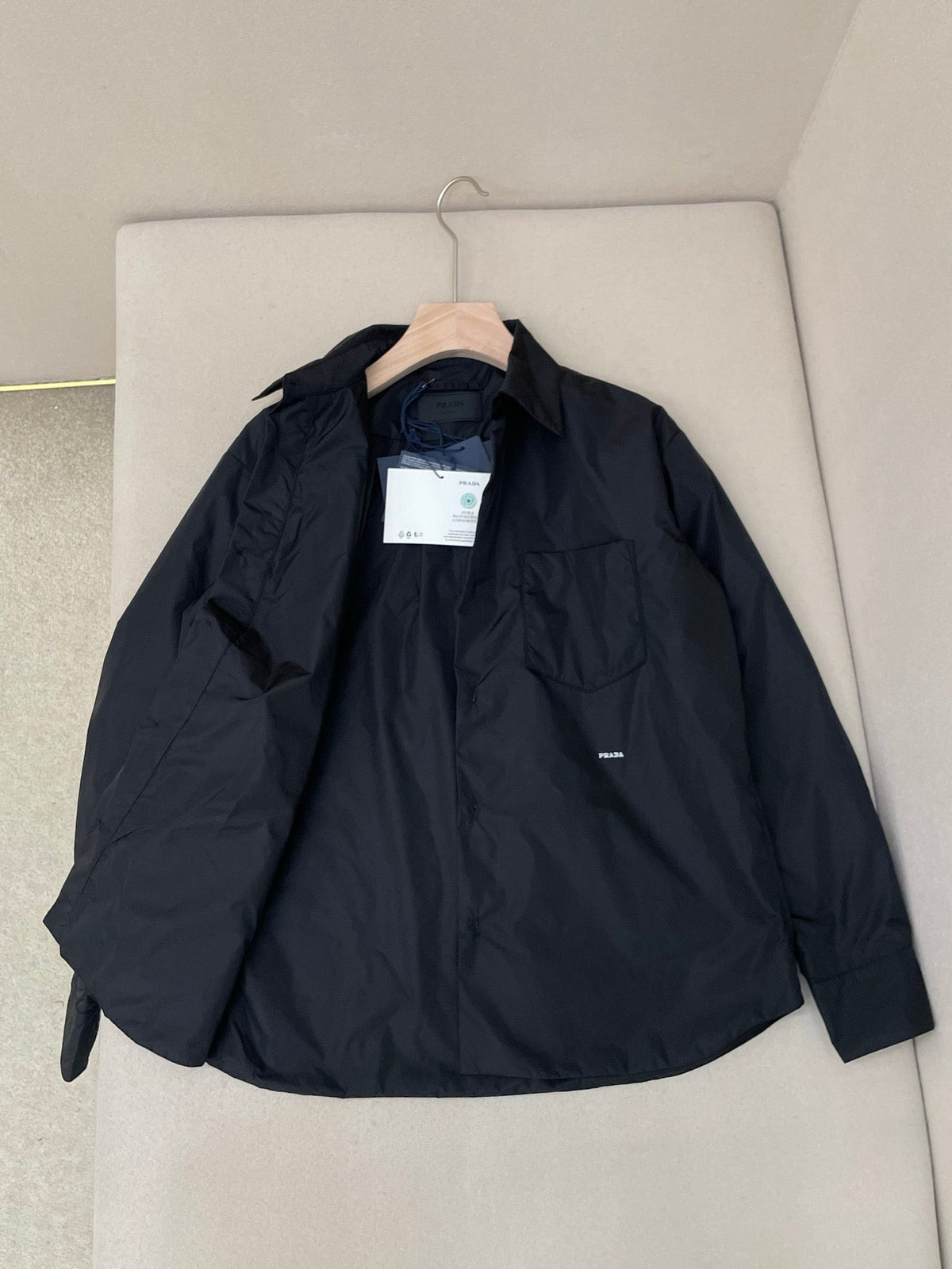 Black Nylon Tonal Shirt Jacket - Men's