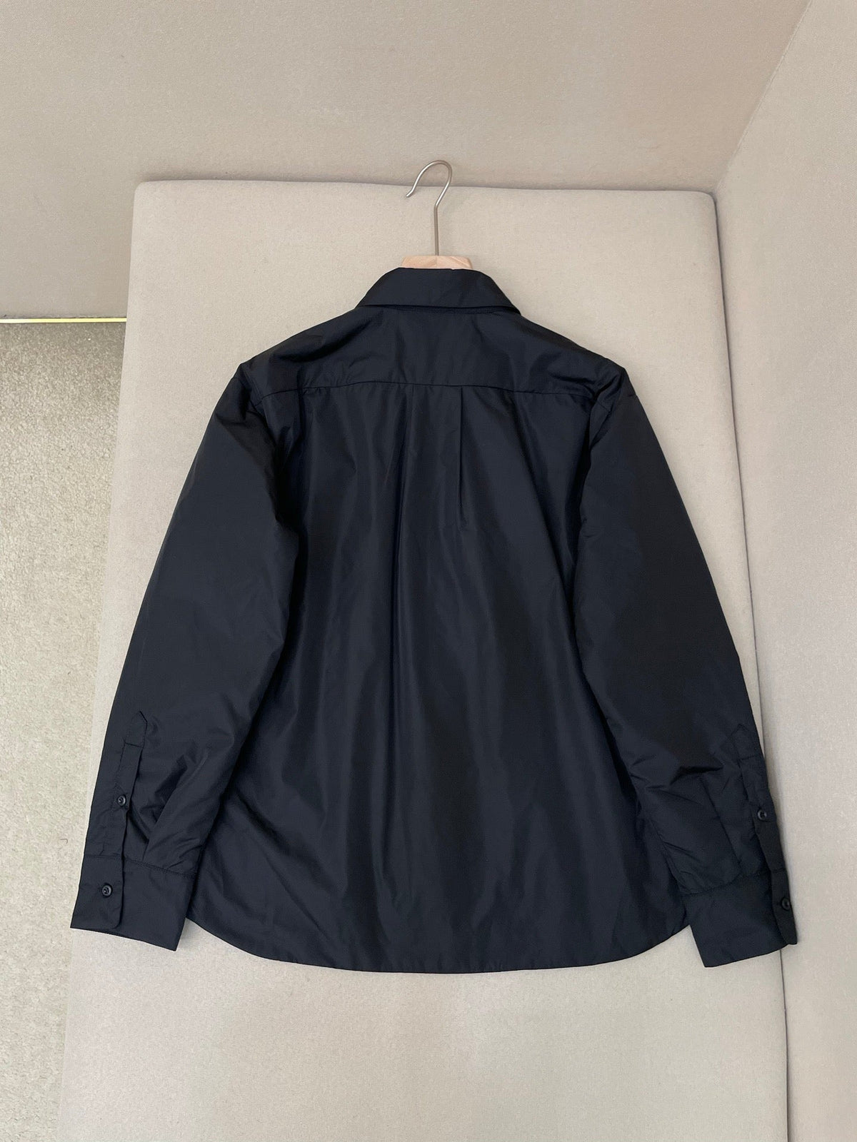 Black Nylon Tonal Shirt Jacket - Men's