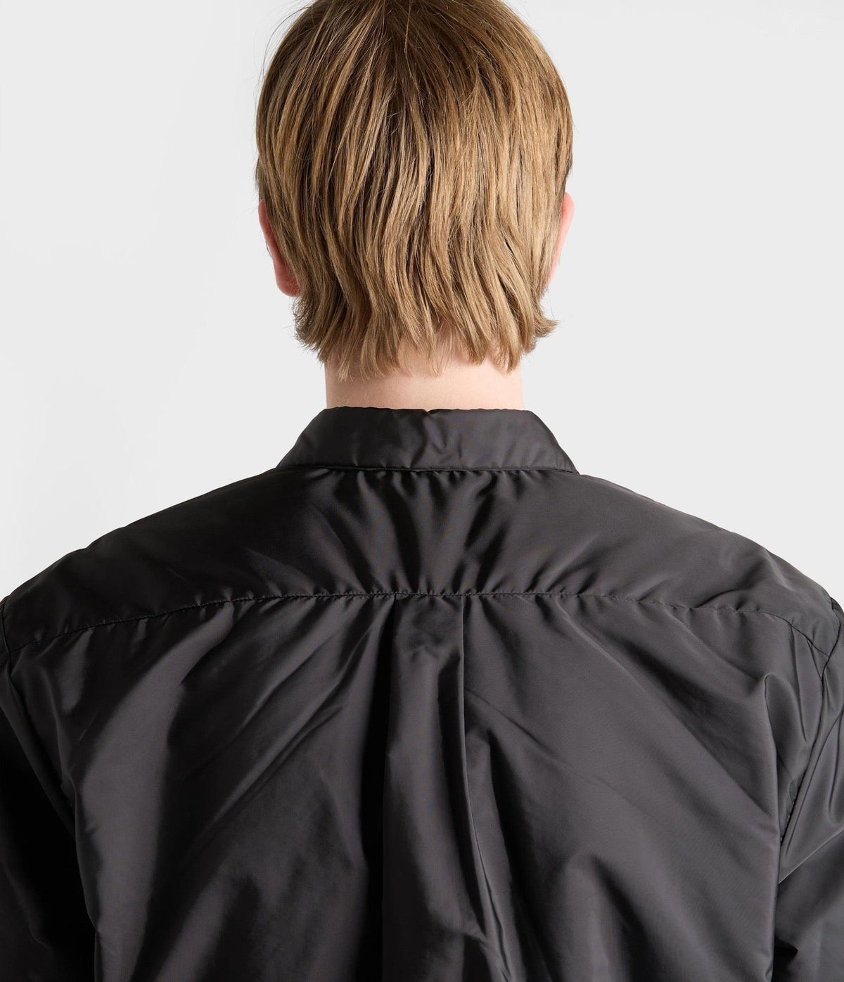 Black Nylon Tonal Shirt Jacket - Men's