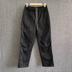 Black Leather Drawstring Straight - Men's