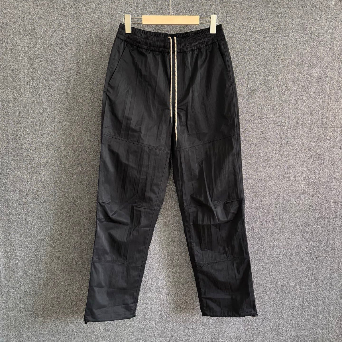 Black Leather Drawstring Straight - Men's