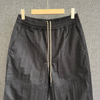 Black Leather Drawstring Straight - Men's