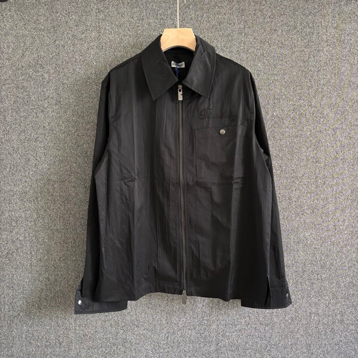 Black Leather Plain Shirt Jacket - Men's
