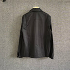 Black Leather Plain Shirt Jacket - Men's
