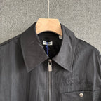 Black Leather Plain Shirt Jacket - Men's
