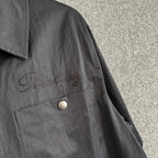 Black Leather Plain Shirt Jacket - Men's