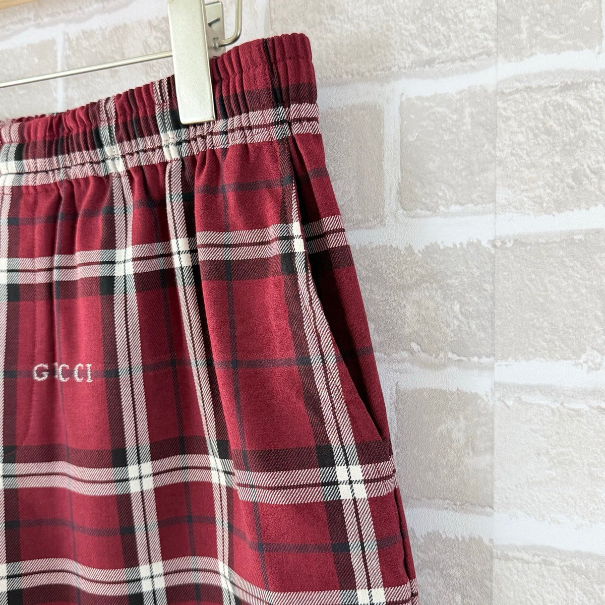 Navy Cotton Check Drawstring - Men's