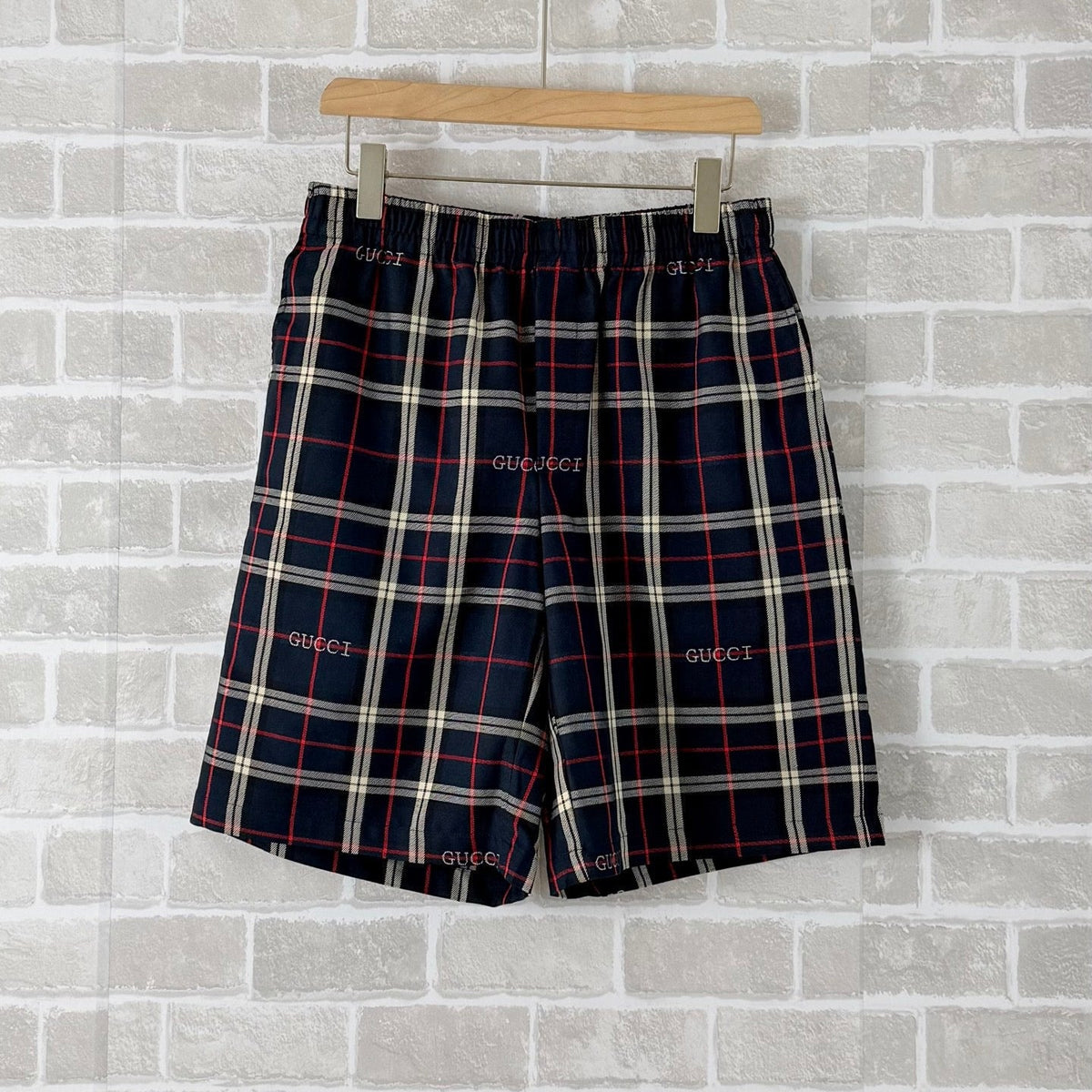 Navy Cotton Check Drawstring - Men's