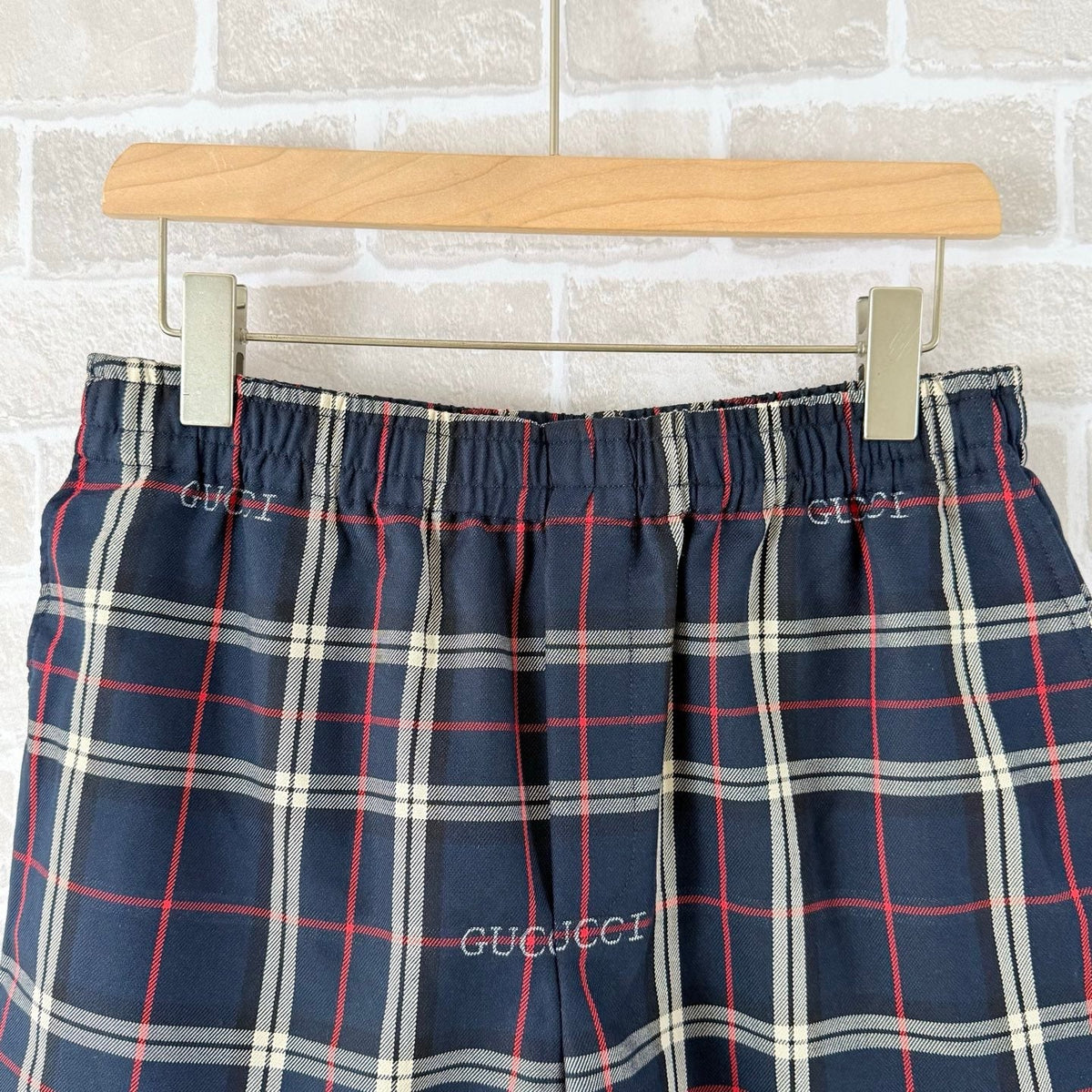 Navy Cotton Check Drawstring - Men's