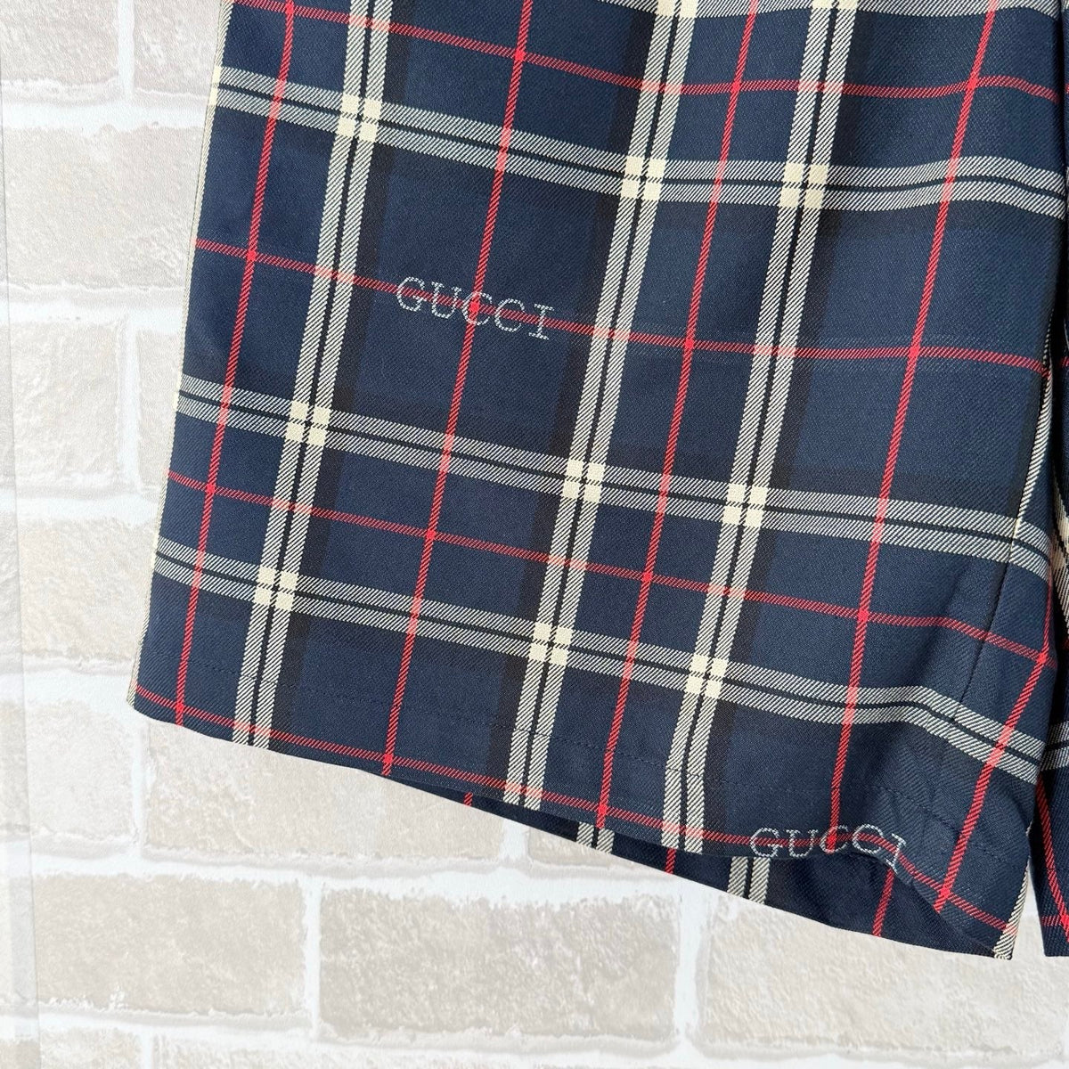 Navy Cotton Check Drawstring - Men's
