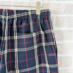 Navy Cotton Check Drawstring - Men's