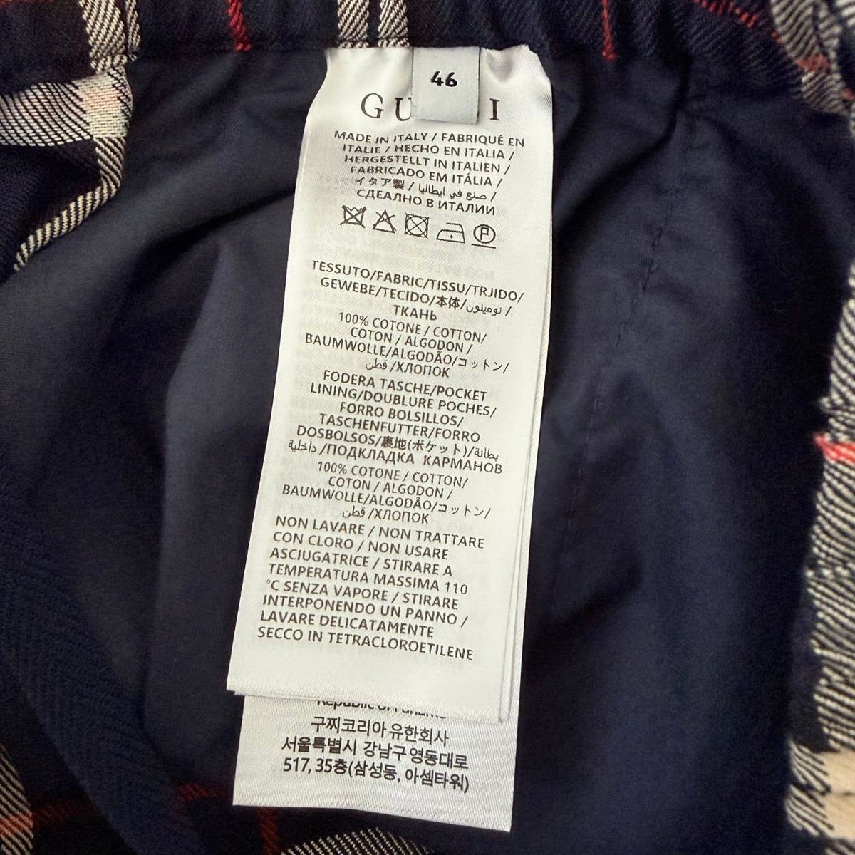 Navy Cotton Check Drawstring - Men's