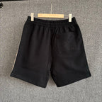 Black Cotton Check Panel Drawstring - Men's