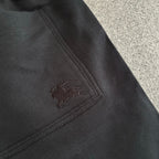 Black Cotton Check Panel Drawstring - Men's