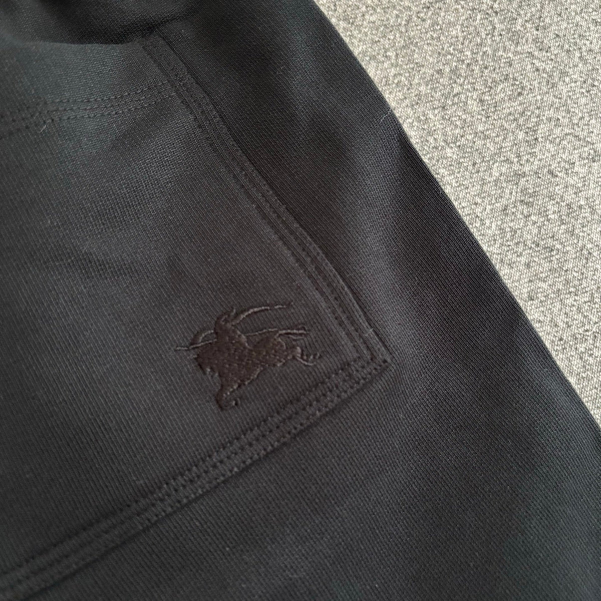Black Cotton Check Panel Drawstring - Men's