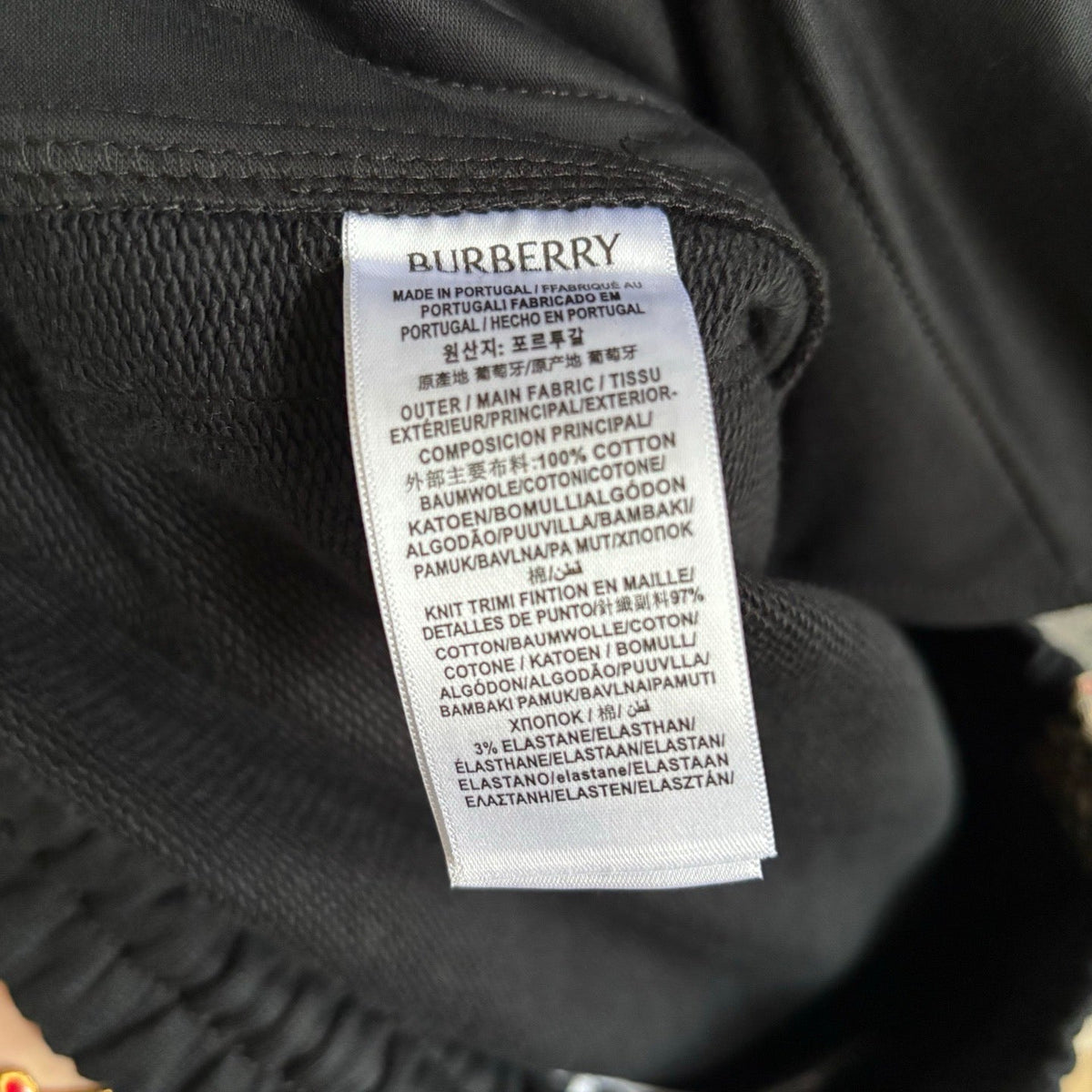 Black Cotton Check Panel Drawstring - Men's