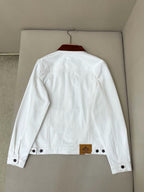 White Denim Cord Collar Trucker - Men's