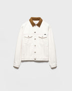 White Denim Cord Collar Trucker - Men's