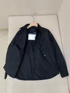 Black Nylon Plain Shirt Jacket - Men's