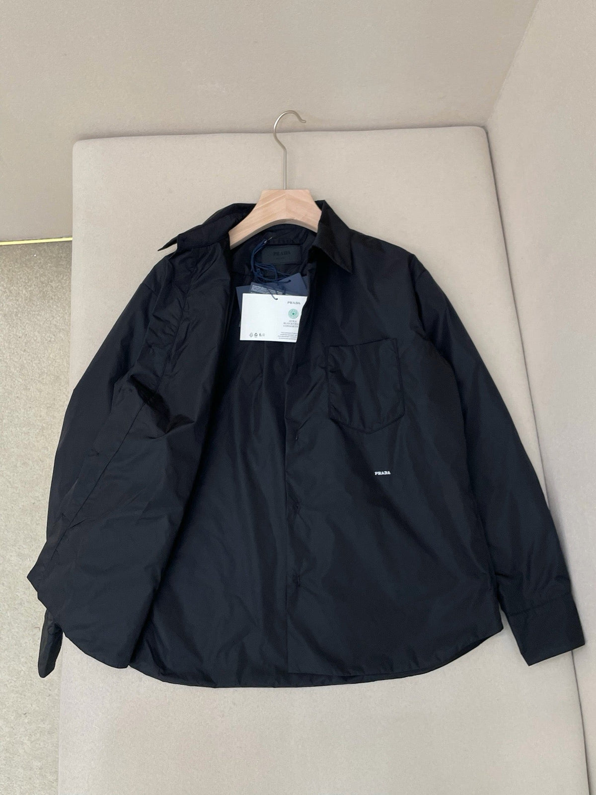 Black Nylon Plain Shirt Jacket - Men's