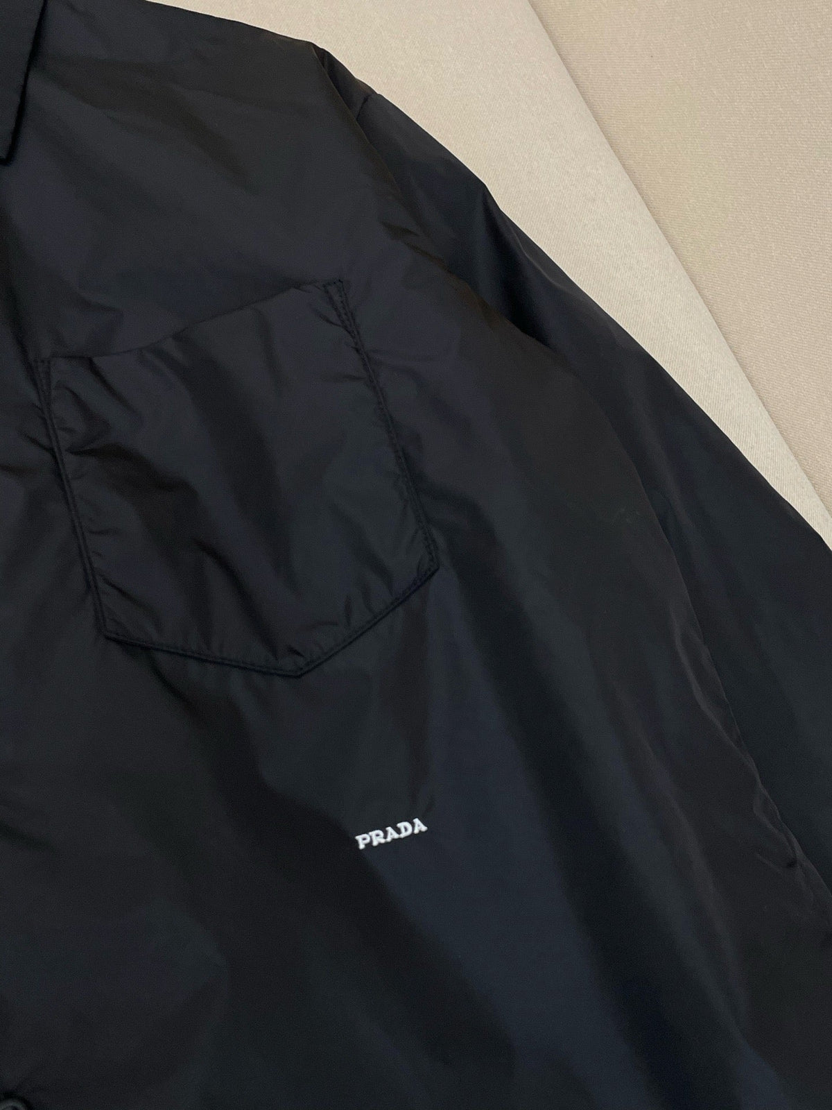 Black Nylon Plain Shirt Jacket - Men's
