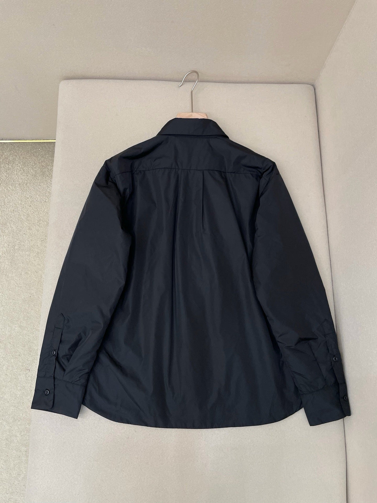 Black Nylon Plain Shirt Jacket - Men's