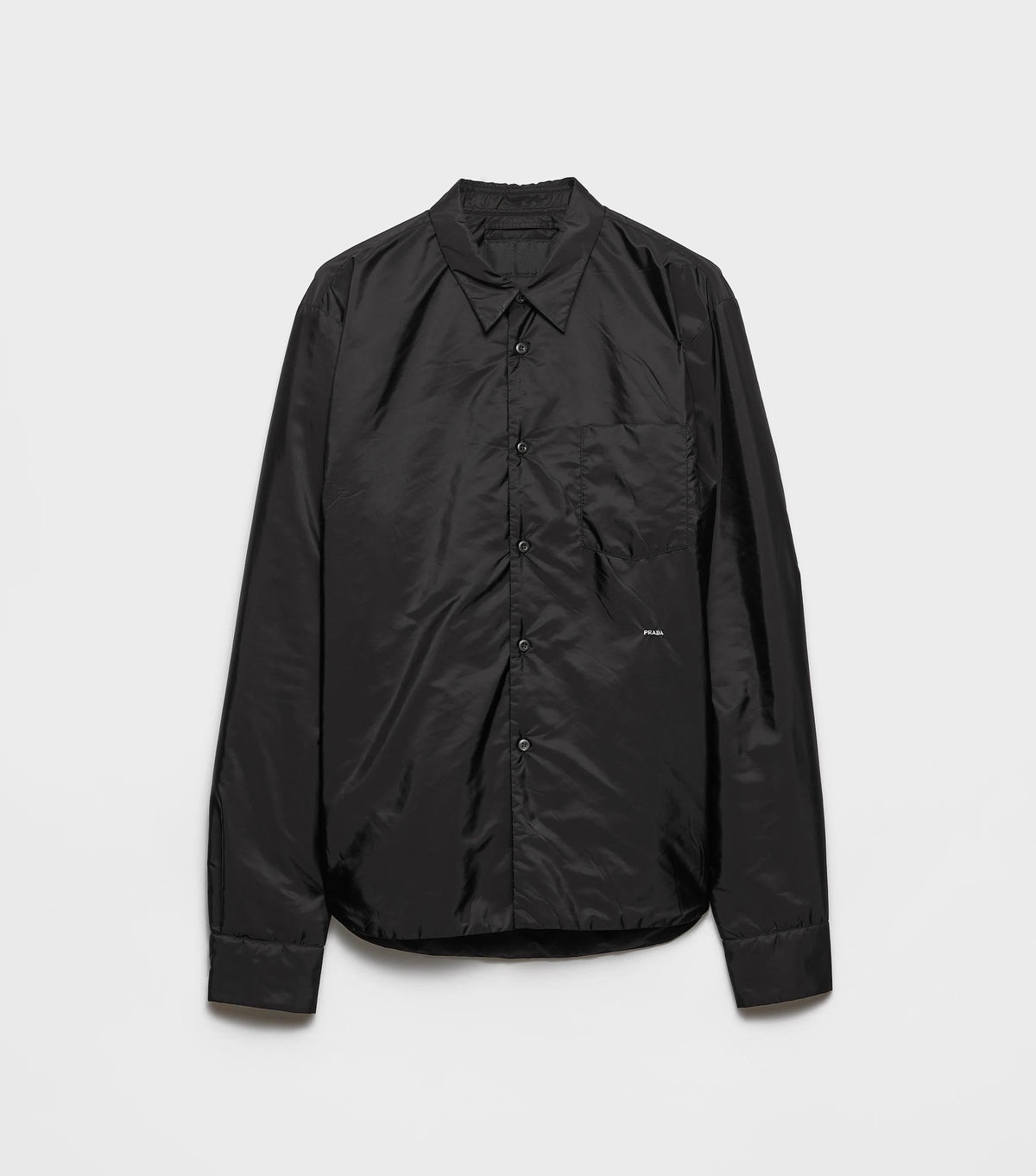Black Nylon Plain Shirt Jacket - Men's