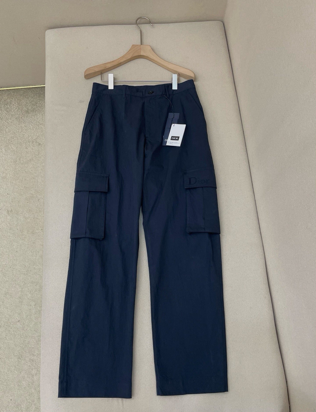Navy Cotton Plain Cargo - Men's